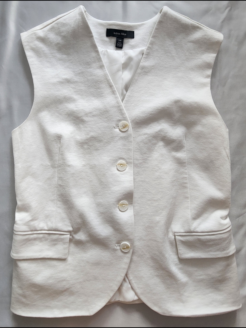 Autres Filles Off-White Tailored Button-Up Vest Size S